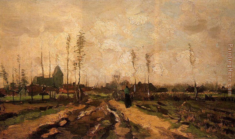 Landscape with Church and Farms painting - Vincent van Gogh Landscape with Church and Farms art painting